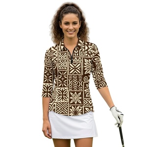 Ropa Hawaiana con Estampado Personalizado, Top Deportivo Casual con Media Cremallera y Estampado de Flores Naupaka, Manga 3/4 para Mujer - Product Image 1