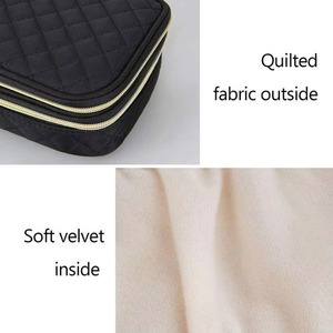 Organisateur de bijoux double couche BSCI, boîte de voyage matelassée pour bagues, colliers, boucles d'oreilles, bracelets et plus, noir - Sac - Product Image 5