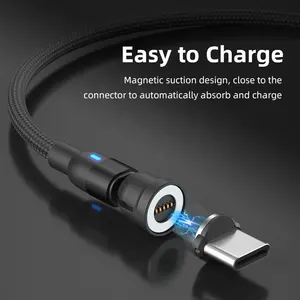 Usb Android Cable 540 Degree Rotating Magnetic USB Cable 3 In 1 L Shape Magnetic Cable USB Charger 3A Fast Charging Cable Magnetic For All Phones