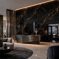 Panneau mural en marbre UV noir et or WYRAX pour la décoration de la réception des hôtels et le revêtement mural