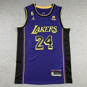 Débardeur de sport sans manches en jersey de coton pour homme, style rétro, brodé, <span class=keywords><strong>Lakers</strong></span> pour <span class=keywords><strong>James</strong></span> N°<span class=keywords><strong>6</strong></span>, collection été transfrontalière - Product Image 1