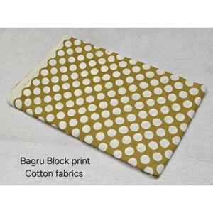 Tela de Algodón con Estampado Bagru, Amarillo con Puntos Blancos, Textil Hecho a Mano, 43/44 Pulgadas de Ancho - Product Image 4