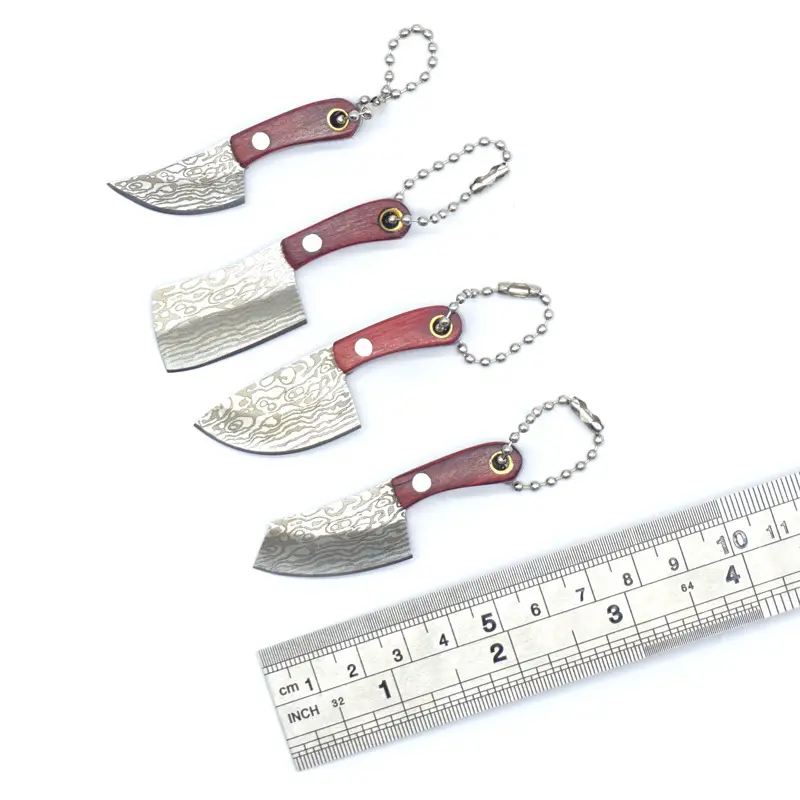 दमिश्क स्टील के लिए पैटर्न मिनी चाकू चाबी का गुच्छा उपहार