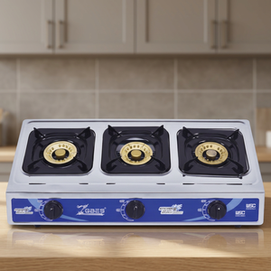 Table de cuisson à gaz 3 brûleurs en acier inoxydable avec protection anti-extinction, commande par bouton, allumage piézoélectrique, sans prise requise pour usage domestique - Product Image 3