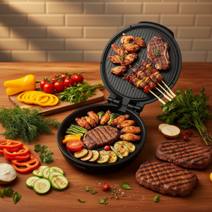 Horno eléctrico para pizza de 1200W con placa de cocción antiadherente de doble cara para cocinar en interiores - Product Image 2