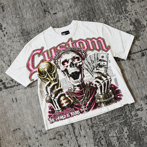 <span class=keywords><strong>T</strong></span>-shirt graphique surdimensionné en coton lourd 300 GSM, coupe ample, impression DTG, streetwear hip-hop pour hommes - Product Image 3