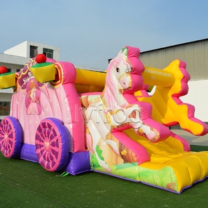 Château <span class=keywords><strong>gonflable</strong></span> commercial combiné avec toboggan et chaise de <span class=keywords><strong>princesse</strong></span>, thème licorne, pour location extérieure - Product Image 1