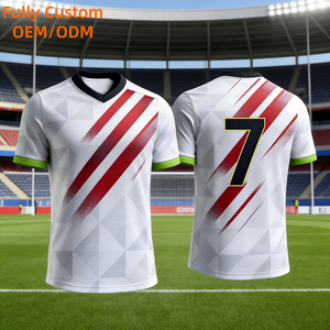 חולצות כדורגל בהתאמה אישית עם הדפס סובלימציה, שרוולים קצרים, ייבוש מהיר, 100% פוליאסטר, נושמות - Product Image 1