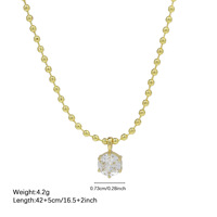 Collier en chaîne à perles avec pendentif en laiton plaqué or 18 carats et zircon, design élégant et minimaliste, vente en gros