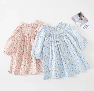High Quality Floral Print Dress for Girls Sweet Style Spring Children's Flower Girl Dress Puff Sleeves Kids Clothes