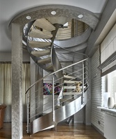 Escalier en colimaçon moderne flottant de haute qualité 2025 avec marches en bois et acier inoxydable pour usage extérieur en appartement et en cuisine