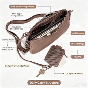 Bolso Bandolera Mini de Neopreno para Mujer, Elegante y Moderno, con Cierre, Impermeable, Correa de Hombro, Ecológico y Duradero, de Poliéster - Product Image 1