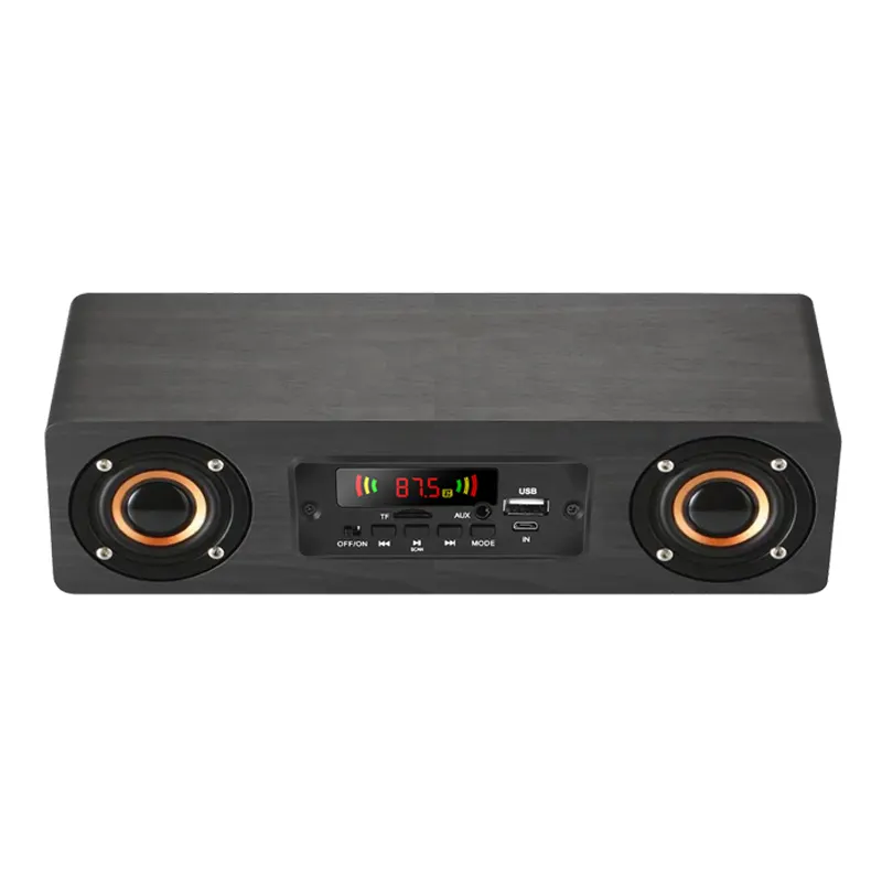 Ahşap subwoofer taşınabilir kablosuz hoparlör stereo ses ev sineması müzik çalar ağır bas FM radyo hoparlör