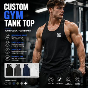 Débardeur de sport personnalisé 90% polyester 10% élasthanne séchage rapide dos nageur pour homme, vêtement de musculation et de fitness, fabricant - Product Image 1