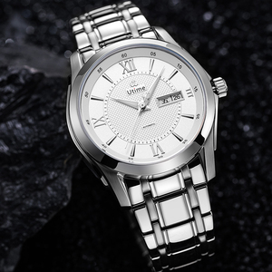 Men's Waterproof Mechanical Wristwatch Solid Steel Strap Dual Calendar Display Design - Product Image 3