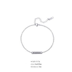 Bracelet personnalisé en <span class=keywords><strong>acier</strong></span> <span class=keywords><strong>inoxydable</strong></span> plaqué or 18 carats Shopify pour hommes Shopify <span class=keywords><strong>Site</strong></span> Fashion Chain Graver Logo Bar <span class=keywords><strong>Bijoux</strong></span> pour femmes - Product Image 4