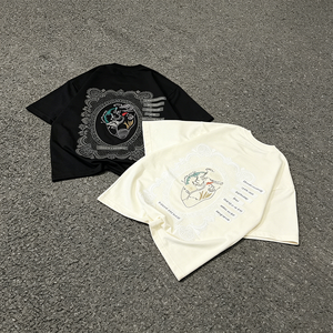 T-shirt da uomo personalizzata con logo, stampa cartoon vintage lavata, stile <span class=keywords><strong>HipHop</strong></span>, traspirante, in cotone di alta qualità, girocollo, vestibilità ampia, alla moda, per tutti i giorni - Product Image 5