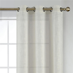 Cortinas Translúcidas de <span class=keywords><strong>Lino</strong></span> y Algodón Blanco, <span class=keywords><strong>Tela</strong></span> Voile de Palma Sólida, Nuevo Material, para Sala de Estar, Dormitorio y Hogar - Product Image 3