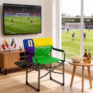 Sedia da Regista Compatta per la FIFA World Cup 2026 con Portabicchieri Integrato e Tavolino Laterale Pieghevole per Posti a Sedere in Zone Tifosi di Calcio per Interni ed Esterni - Product Image 4