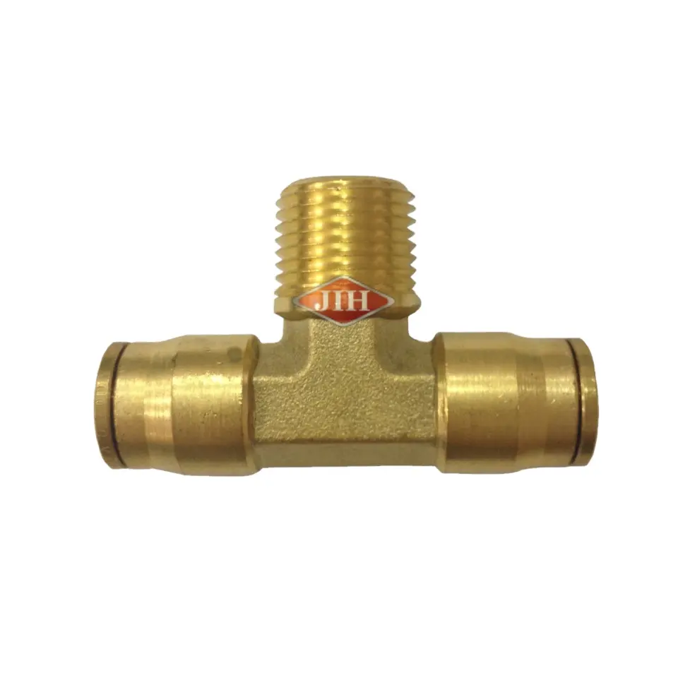 Nylon Đẩy Trên Nam Chi Nhánh Tee DOT/SAE Air Brake Brass Phụ Kiện Cho Nylon Ống JIH Đẩy Để Kết Nối PTC Phụ Kiện Đẩy Trong