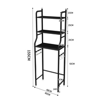 Supports de rangement pour salle de bain en métal montés au sol Supports modulaires simples pour machine à laver Supports de rangement à trois niveaux peu encombrants