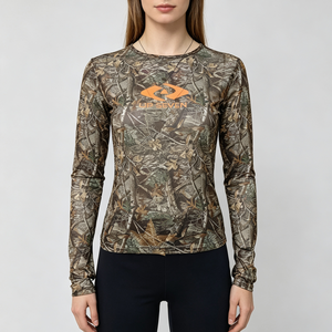 T-<span class=keywords><strong>shirt</strong></span> court personnalisé pour <span class=keywords><strong>femme</strong></span>, col rond, manches longues, style décontracté, en maille transparente, imprimé <span class=keywords><strong>gaze</strong></span>, coupe ajustée, été - Product Image 1