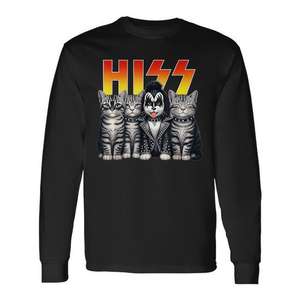 Hiss Cats Rock Kittens Camiseta de manga larga para amantes de los gatos, regalo musical - Product Image 1