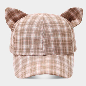 Neue karierte Baseballkappe mit Katzenohren für Damen – Stylische, vielseitige Outdoor-Freizeitkappe, gesichtsverschmeichelnder Sonnenhut, trendige Marken-Entenschnabelkappe - Product Image 3