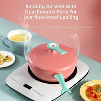 Poêle à frire en céramique antiadhésive de 24 cm avec couvercle et cuiseur vapeur pour tous types de cuisinières