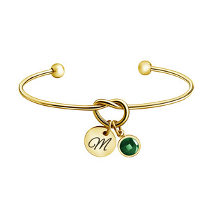 Dropshipping Stainless Steel Women's Jewelry <b>Charm</b> Knot Personalized Birthstone Custom Name Circle Crystal Gemstone <b>Bracelet</b> - Product Image 6