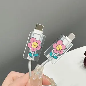 Custodia per caricabatterie in Silicone morbido a fiori per <span class=keywords><strong>iPhone</strong></span> 15 14 <span class=keywords><strong>13</strong></span> <span class=keywords><strong>Apple</strong></span> 18/20W custodia protettiva per cavo di protezione - Product Image 5