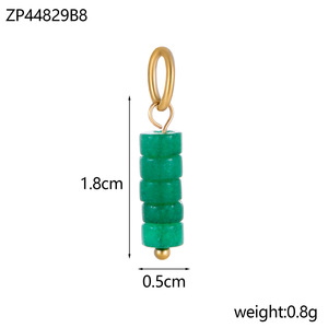 Breloques en pierre Heishi colorées |   Pendentifs en acier inoxydable plaqué or 18K PVD avec pierres précieuses naturelles pour la fabrication de bijoux DIY - Product Image 6