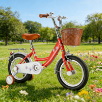 Vélo pour enfants de 16 pouces pour filles de 10-11 ans avec jantes en aluminium et roues d'apprentissage amovibles - Foire de Canton 2026