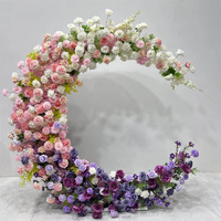 GOG095 Arche en soie blanche et verte Hortensia Fleur artificielle avec support en métal pour décoration de scène de mariage