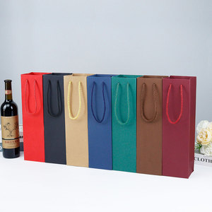 Dày customcustom chai rượu vang Quà Tặng Kraft Túi xách tay bao bì in logo bán buôn xử lý rượu vang đôi túi giấy - Product Image 2