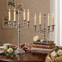 Candelabro de Lujo de Metal, Portavelas de 5 Brazos, Candelabro Alto para Centro de Mesa de Boda, Decoración Navideña para el Hogar