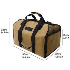 Free Sample Large, Robust, Waterproof, and Long-lasting Accessories for Fireplace Stoves Waxed Canvas Firewood Packaging <b>Bag</b> - Product Image 1