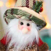 Nouveauté transfrontalière : Pendentifs de Noël en tissu, figurines de poupées de dessin animé, Père Noël, Bonhomme de neige, mini sapin de Noël à carreaux