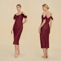 Robe de Nuit Sexy Sans Manches Épaules Dénudées en Faux Acétate, Col Luxe Léger, Cadeau Demoiselle d'Honneur, Robe de Nuit pour Filles et Femmes – Vente en Gros