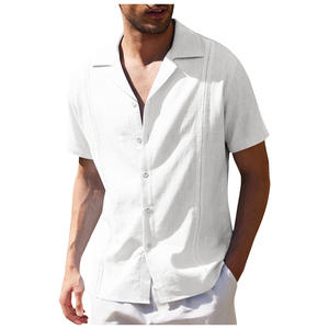 2025 <span class=keywords><strong>camicia</strong></span> di <span class=keywords><strong>lino</strong></span> Casual da <span class=keywords><strong>uomo</strong></span> stile cubano estivo da spiaggia manica corta ampia e comoda <span class=keywords><strong>camicia</strong></span> da <span class=keywords><strong>uomo</strong></span> tinta unita - Product Image 6