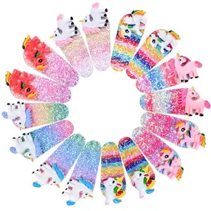 Glitter Colorato Clip di Capelli Arcobaleno Sfumatura di Colore <span class=keywords><strong>Unicorno</strong></span> Carino Clip di Capelli <span class=keywords><strong>Accessori</strong></span> - Product Image 1