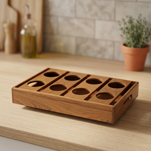 Plateau porte-bouteilles en bois massif imperméable, design rectangulaire minimaliste, rangement de cuisine durable, mobilier moderne pour la maison - Product Image 1