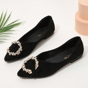 <span class=keywords><strong>Scarpe</strong></span> Basse da Donna <span class=keywords><strong>con</strong></span> Punta Affusolata, <span class=keywords><strong>con</strong></span> <span class=keywords><strong>Fibbia</strong></span> in Metallo e Strass, <span class=keywords><strong>Ballerine</strong></span> Casual Slip-on per Uso Quotidiano - Product Image 4
