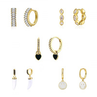 Ensemble de boucles d'oreilles pendantes plaquées or avec zircon et motifs alimentaires tendance pour bijoux de mode unisexe en gros