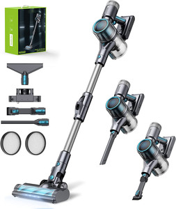 Aspirateur vertical sans fil avec moteur sans balais, buse de lavage, éclairage LED, 3 vitesses, cyclone tactile, filtre HEPA, certifié CB CE RoHS GS 380 - Product Image 1