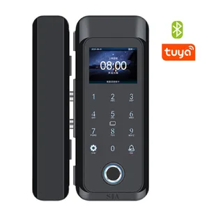 Tuya smart door lock fingerprint access control with rfid reader touch screen keypad digital wireless door lock for glass door