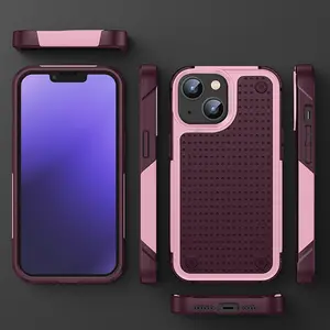 2 in 1 combo plastic rugged shockproof mobile cover for iPhone 14 pro max 14 pro 14 plus mesh armor phone case