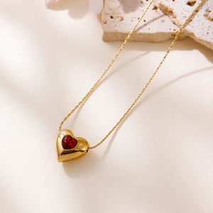 Collar de Moda Moderno, Chapado en Oro de 18K, Acero Inoxidable 304, con Circonita en Forma de Corazón, Cadena de Clavícula con Cristales de Colores para Mujer - Product Image 3