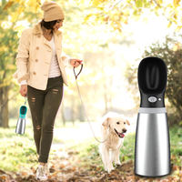 Bouteille d'eau isolée à double paroi en acier inoxydable, distributeur d'eau pour chien, bouteille à boire anti-fuite pour animaux de compagnie
