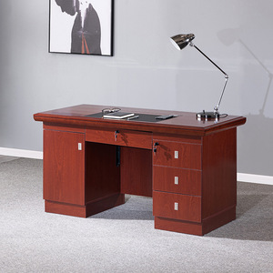 Bureau d'écriture en placage de bois Hongming 120 cm avec tiroirs verrouillables et armoire de rangement pour bureau, salle d'étude, usage commercial - Product Image 1